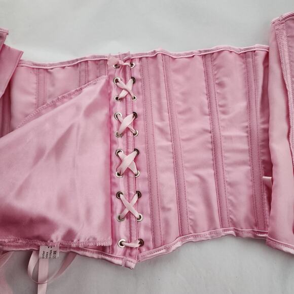 Corset top pink adjustable milkmaid fairycore fairytale Bridgerton kawaii size M - Picture 8 of 8
